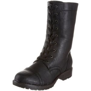 Madden Girl Zummah Black Lace-Up Combat Boots 6.5